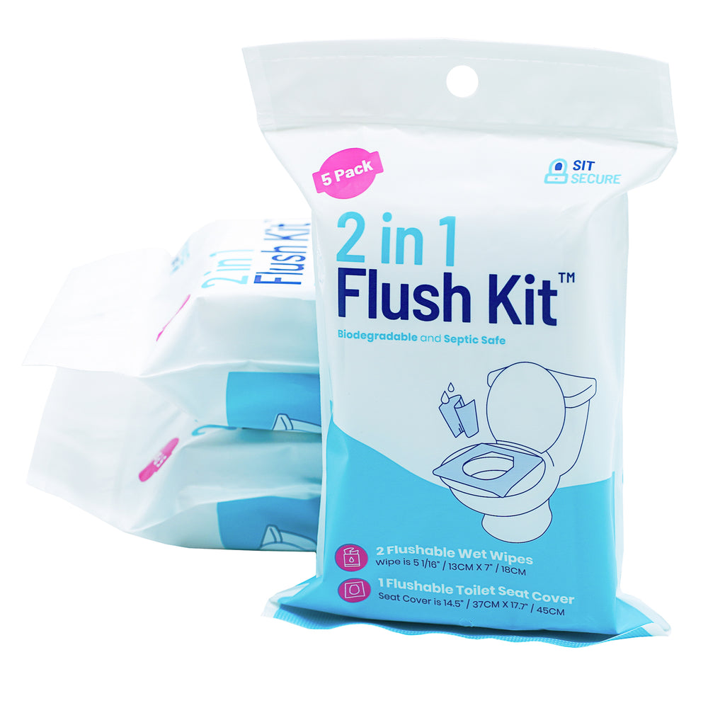 
                      
                        3 Bags of Sit Secure: 2-in-1 Flushable Wet Wipes and Flushable Toilet Seat Cover (15 Total Packets)
                      
                    