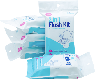 5 Bags of Sit Secure: 2-in-1 Flushable Wet Wipes and Flushable Toilet Seat Cover (25 Packets)